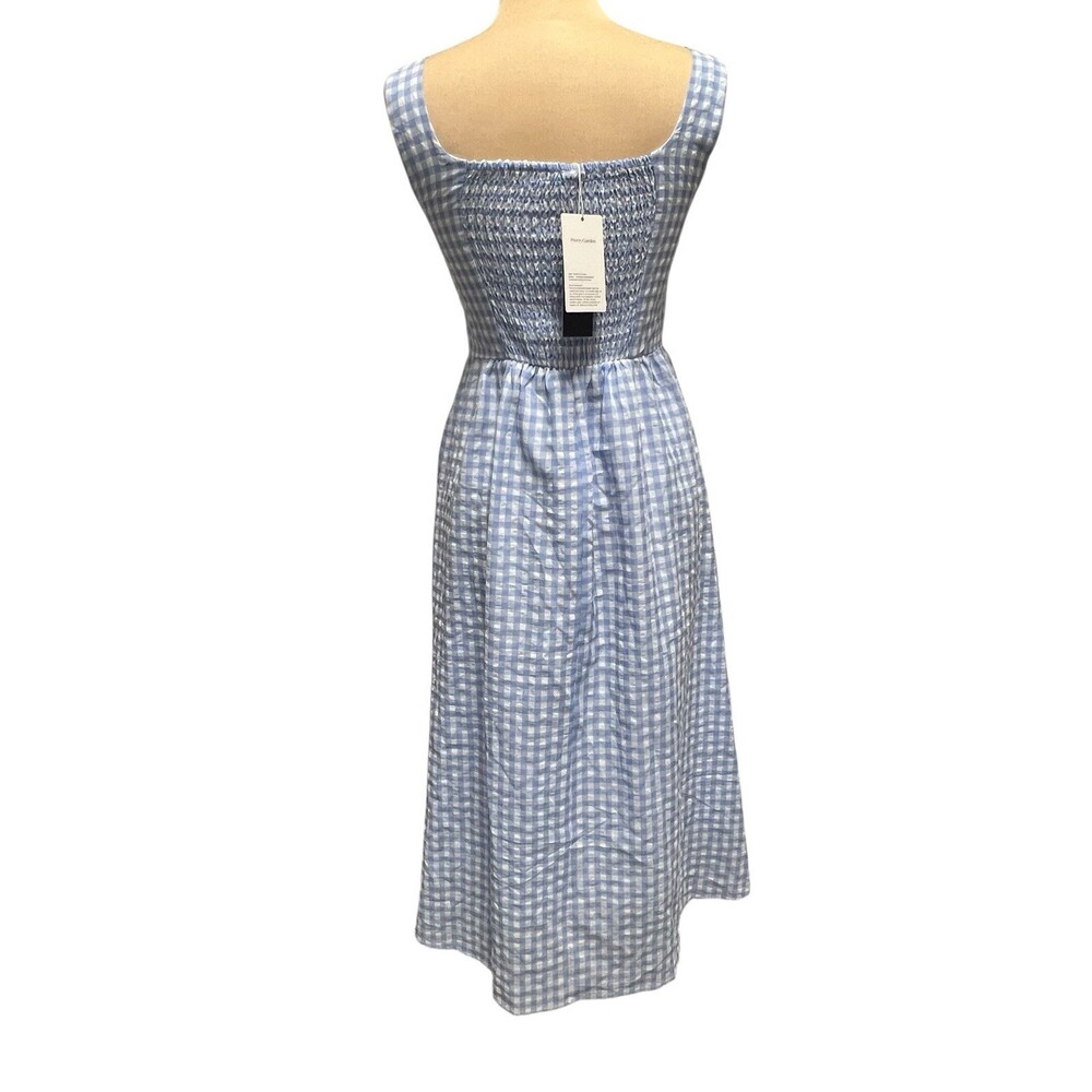 PrettyGarden Blue White Gingham Maxi Dress Smocked Back Sleeveless Size S NWT - Picture 6 of 12